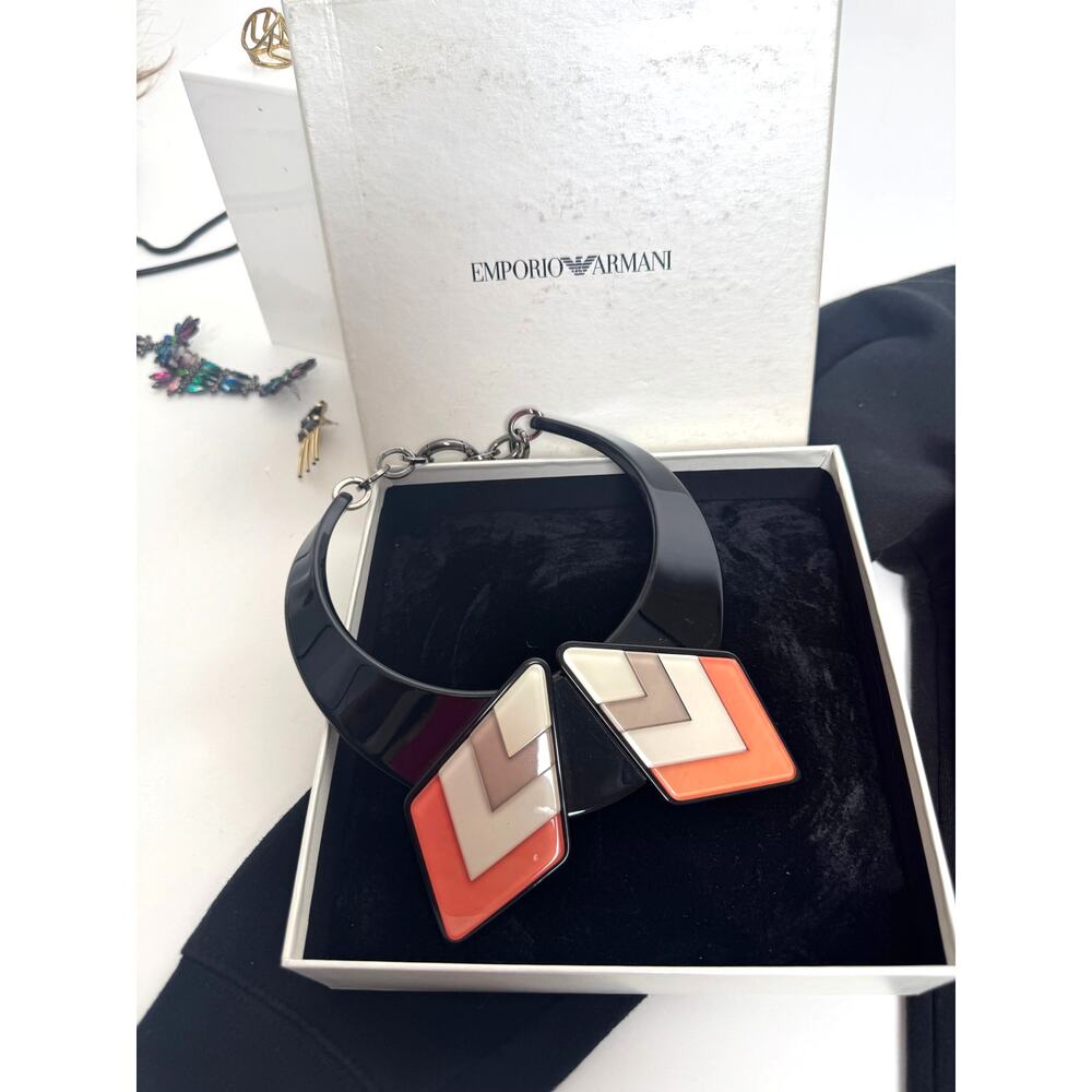 Emporio Armani 2010 Archival Geometric Resin Statement Collar Necklace Box